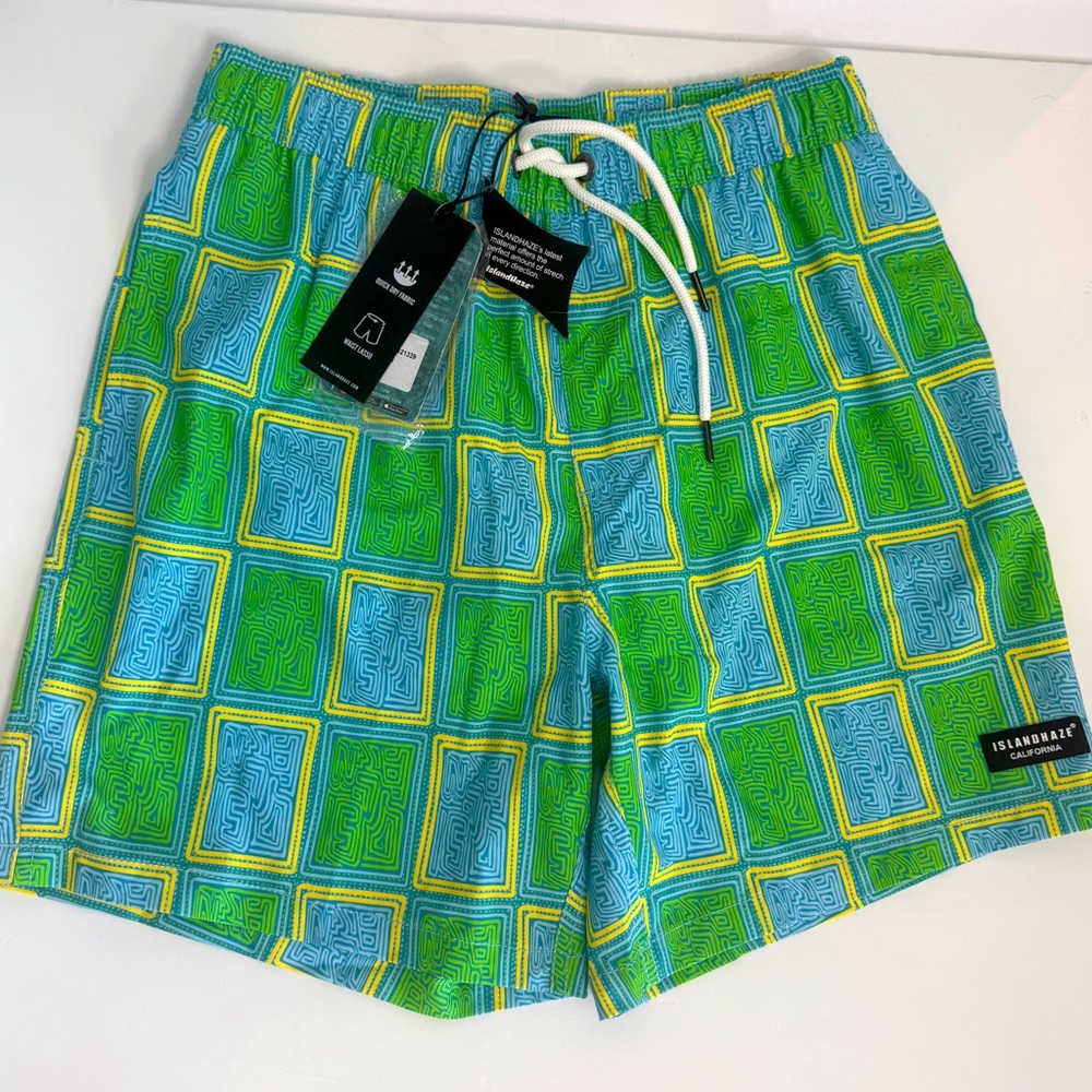ISLANDHAZE - Green and Blue Swim Shorts